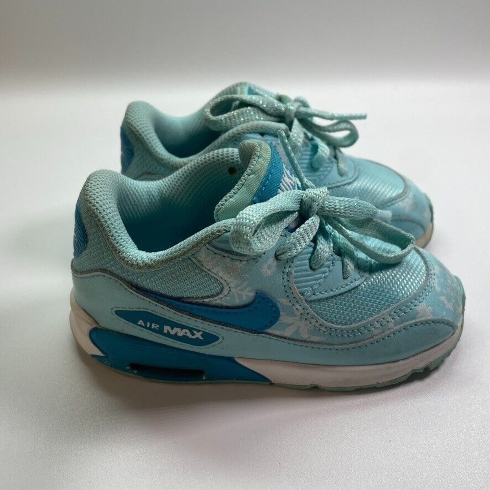 Nike Air Max 90 Premium Toddler Baby Shoes Sneakers 724878-400 Blue Snow Sz 8c